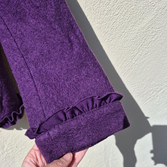 Anthro Purple Ruffle Trim Suit Jacket Blazer Retro Y2K Feminine Office Work M - Picture 7 of 16